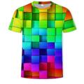 Per uomo Grafico Geometrico 3D Maglietta Manica Corta maglietta Girocollo Camicia Casuale Quotidiano Viola Verde Arcobaleno Estate Abbigliamento Taglia standard asiatici S M L XL XXL 3XL