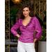 Boston Proper - Vivid Viola Purple - Rosette Ruched Poplin Blouse - 6