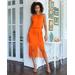 Boston Proper - Flame Orange - High Neck Fringe Knit Midi Dress - Medium