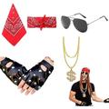 heavy metal rocker discoteca vestito operato costume anni '70 anni '80 anni '90 accessori con occhiali da sole bandane falso tatuaggio temporaneo maniche strumento gonfiabile