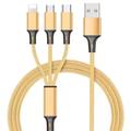 Cavi 3 in 1, cavo di ricarica del telefono a/c per telefono tipo c adattatore di sincronizzazione intrecciato in nylon micro per Android/telefono/tablet, connettore in lega 3d tpe, anima in rame