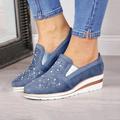 sneakers da donna blu slip-on con zeppa – mocassini casual con plateau decorati con strass per il comfort e la moda di tutti i giorni
