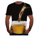 Per uomo Pop art 3D Birra Camicia maglietta Manica corta maglietta Rotonda Camicia Essenziale Per uscire Fine settimana Grigio scuro A B Abbigliamento Plus Size S M L XL 2XL 3XL 4XL