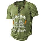 Camicie per papà per la festa del papà, maglietta 3D da uomo vintage per motocicletta per il compleanno cotone estivo marrone Henley raglan lettera stampe grafiche abbigliamento abbigliamento