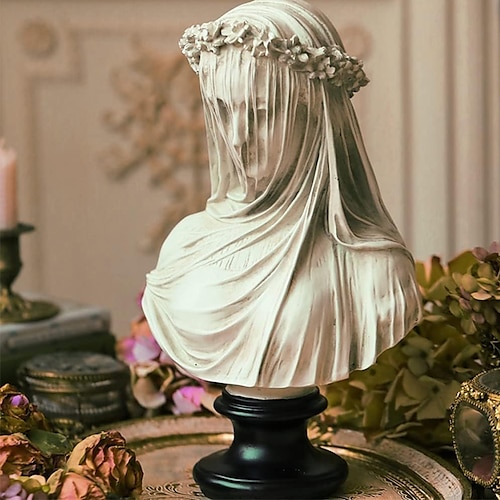 statua della signora, busto della signora velata statua della dea greca astratta statua della fanciulla velata vittoriana statua decorazione della casa estetica per la casa collezione d'arte ornamento