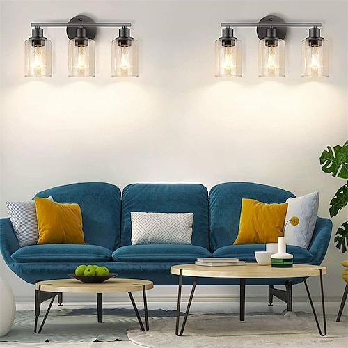 illuminazione del bagno luce vanità 3 luci applique da parete illuminazione bagno in ottone spazzolato luce con paralume in vetro trasparente applique da parete per bagno applique da parete per