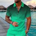 camicia da golf da uomo stampa 3d geometria a punti couverture per uscire camicie da golf cerniera manica corta slim top sportivo giallo