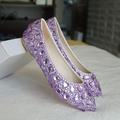 scarpe da sposa per la sposa damigella d'onore delle donne punta chiusa punta a punta argento blu oro rosso pu appartamenti con strass cristallo tacco piatto festa di nozze san valentino bling bling scarpe moda di lusso