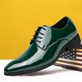 scarpe eleganti da uomo in pelle verniciata verde oxford – scarpe eleganti lucide con lacci per lavoro, matrimoni ed eventi speciali