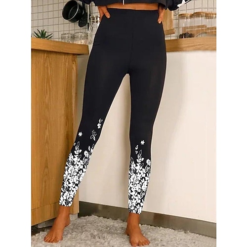 Leggings da donna pantaloni designer brillante brillante e lucido lunghezza alla caviglia vita alta stampe grafiche stampa floreale controllo pancia solleva fondoschiena comfort alta elasticità yoga