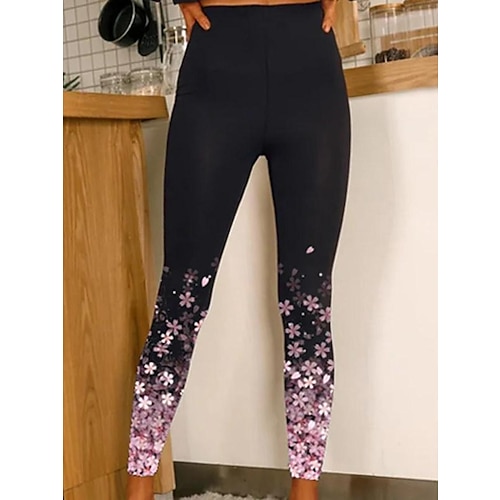 Leggings da donna pantaloni designer brillante brillante e lucido lunghezza alla caviglia vita alta stampe grafiche stampa floreale controllo pancia solleva fondoschiena comfort alta elasticità yoga