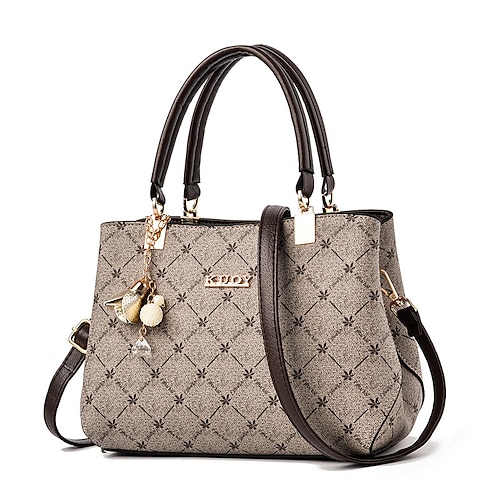 Per donna Borsetta Borsa a tracolla Borsa di Boston pelle sintetica Ufficio Giornaliero Per eventi Ciondolo Cerniera Massima capacità Impermeabile Duraturo Fantasia geometrica Color Block foglia