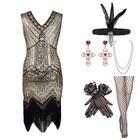 Abito da flapper anni '20 con accessori anni '20 set costume da donna con frange di paillettes e frange di paillettes retrò festa di cosplay vintageamp; abito da cocktail da sera