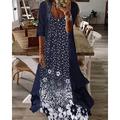 Per donna Abito casual Set di vestiti Vestito due pezzi Abito lungo Abito lungo Viola Marrone Verde Mezza manica Fiore decorativo Stampa Estate Primavera A V Di tendenza Da mare 2023 S M L XL XXL 3XL
