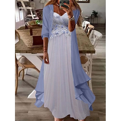 Per donna Abito casual Set di vestiti Vestito due pezzi Abito lungo Abito lungo Viola Marrone Verde Mezza manica Fiore decorativo Stampa Estate Primavera A V Di tendenza Da mare 2023 S M L XL XXL 3XL