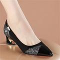 scarpe col tacco da donna in similpelle verniciata con glitter – eleganti décolleté a punta per occasioni formali