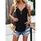 Tank Top Spaghetti-Shirt Öse oben Damen Schwarz Weiß Rosa Glatt Viertel Postleitzahl Casual Modisch V Ausschnitt Regular Fit S