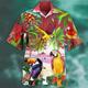 Tropical Parrot Herren Resort Hawaiian 3D Printed Shirt Cuban Collar Kurzarm Sommer Strand Aloha Shirt Urlaub Täglich Tragen S bis 3XL