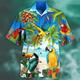 Tropical Parrot Herren Resort Hawaiian 3D Printed Shirt Cuban Collar Kurzarm Sommer Strand Aloha Shirt Urlaub Täglich Tragen S bis 3XL