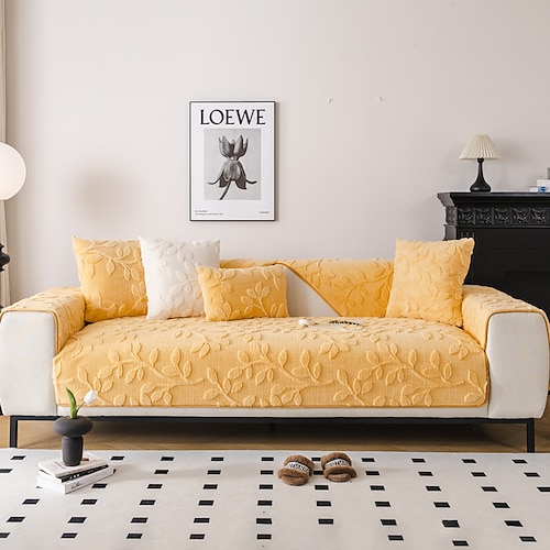 Plüsch-Sofa-Schonbezug, Sofa-Sitzbezug, Sofabezug mit Blumen-Jacquardmuster, Möbelschutz, rutschfeste Sofabezüge für Hunde, Katzen, Kinder (einzeln verkauft/nicht im Set) Image
