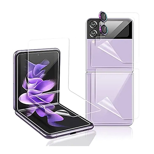 1 Set Schutzfolie Kamera Schutzfolie Displayschutzfolie auf der Rückseite Für Samsung Galaxy Z Flip 7 Z Flip 6 Z Flip 5 Z Flip 4 Z Flip 3 Gehärtetes Glas TPU-Hydrogel 9H Härte Anti-Fingerprint High Image
