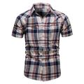 Herren Hemd Knopfhemd Sommerhemd Kariertes Hemd trachtenhemd Rote Blau Kurzarm Plaid / Karomuster Umlegekragen Outdoor Strasse Button-Down Bekleidung 100% Baumwolle Modisch Brautkleider schlicht