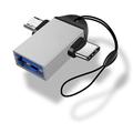 tragbarer otg-adapter typ c Micro-USB-zu-USB-3.0-Adapter Stecker auf Buchse 2-in-1-Multifunktions-Aluminium-Konverter für unterwegs mit Schlüsselanhänger Stonego-Telefonzubehör für