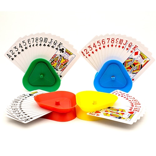 Zufällige Farbe Vierfarbiger Dreieckige Kartenhalter Pokerhand Weihnachtsgeschenk Image