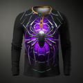 Graphic Spinnen Modisch Täglich Brautkleider schlicht Herren 3D-Druck Henley Shirt Casual Festtage Ausgehen T-Shirt Gelb Rote Blau Langarm Henley Hemd Frühling Herbst Bekleidung S M L XL XXL 3XL 4XL