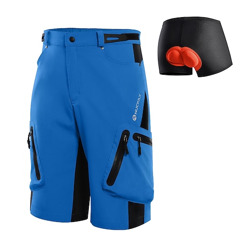 Nuckily Herren Einfarbig Fahrradunterwäsche-Shorts Fahrradhose Fahrradshorts Fahhrad Shorts Gepolsterte Shorts / Chamois Bequeme Passform Mountainbike MTB Sport 3D-Polster Schnelltrocknend tragbar Image