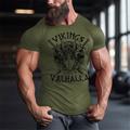 Vikinger Schwarz Weiß Rote T Shirt Herren Grafik Baumwollmischung Hemd Sport Klassisch Hemd Kurzarm Bequemes T-Shirt Sports Outdoor Festtage Sommer Modedesigner-Kleidung S M L XL XXL XXXL