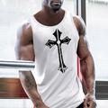 Symbol Kreuz Schwarz Weiß Rote Tank Top Shirt Herren Grafik Baumwollmischung Hemd Sport Groß und hoch Hemd Ärmellos Bequemes T-Shirt Casual Fitnessstudio Sommer Modedesigner-Kleidung S M L XL XXL 3XL