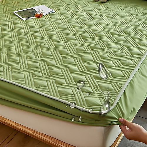 Queen Voll König Schutzbettbezug Wasserdichter Matratzenschoner Gequiltete Fitted Matratzenauflage Bettprotektor Matratzenbezug mit Gummiband Dickere Urin-dichte Image