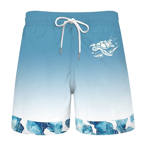 Herren Schildkröte Badeshorts Boardshorts Badehosen Mittlere Taille Urlaub Hawaiianisch Resort-Stil Urlaub Ferien Strand Kordelzug mit Mesh-Futter Elastischer Bund Designer Bekleidung Image