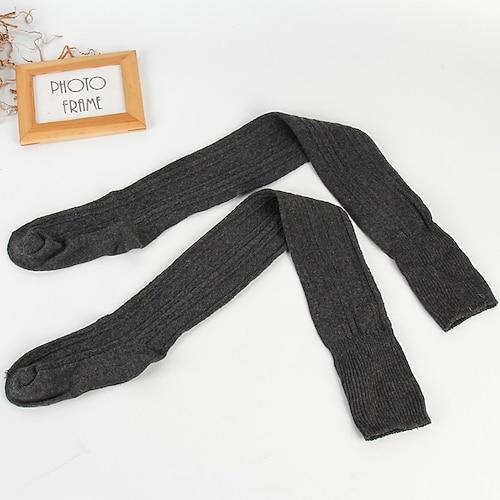 Damen Strümpfe Oberschenkelhohe Crimpsocken Ganzjährig Strumpfhose warm halten elastisch Gestrickt Modisch Casual Marineblau Schwarz Weiß Einheitsgröße