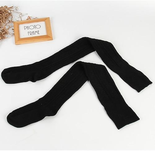 Damen Strümpfe Oberschenkelhohe Crimpsocken Ganzjährig Strumpfhose warm halten elastisch Gestrickt Modisch Casual Marineblau Schwarz Weiß Einheitsgröße