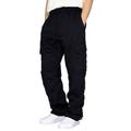 Herren Jogginghose Trainingshose Jogginghose Jogger Hose Hosen Jogginghose mit geradem Bein Cargo-Jogginghose Kordelzug Elastische Taille Multi Pocket Feste Farbe Warm Sport Casual Täglich Modisch