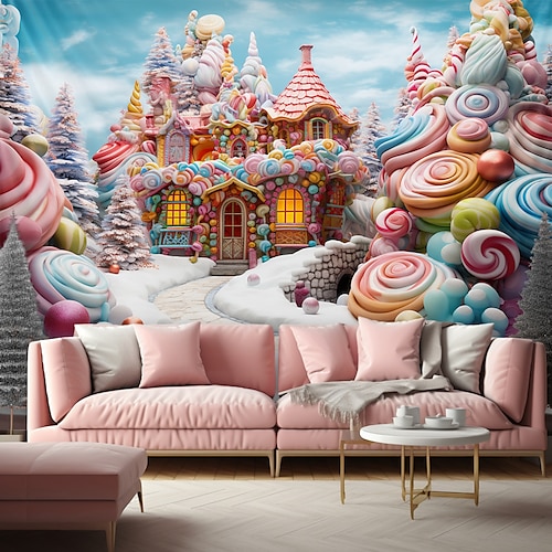 Candyland Haus Wandteppich Wand Kunst große Wandteppich Wandbild Dekor Fotografie Hintergrund Decke Vorhang Haus Schlafzimmer Wohnzimmer Image