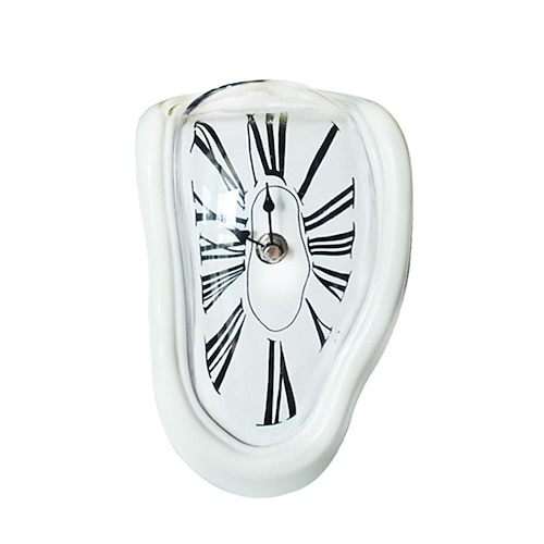 Surreale, geschmolzene, verdrehte römische Ziffern-Wanduhren, Uhr im Surrealismus-Stil, Wohnaccessoire, verzerrtes Wanduhr-Dekor Image