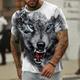 Tier Wolf Designer Brautkleider schlicht Herren 3D-Druck T Shirt Grafischen T-Shirt Outdoor Täglich Urlaub T-Shirt Blau Braun Grau Kurzarm Rundhalsausschnitt Hemd Frühling Sommer Bekleidung S M L XL