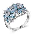 silberner ovaler schnitt rot schwarz grün blau kubischer zirkonia floral cluster ring frauen multicolor cocktail ring cluster blume jahrestag hochzeit verlobung