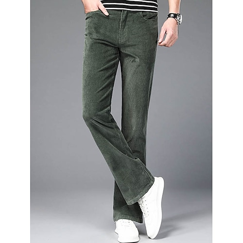 Herren Anzughosen Cordhose Ausgestellte Hosen Hose Hosen Anzughose Tasche Glatt Komfort Atmungsaktiv Outdoor Täglich Ausgehen Modisch Brautkleider schlicht Schwarz Weiß Image