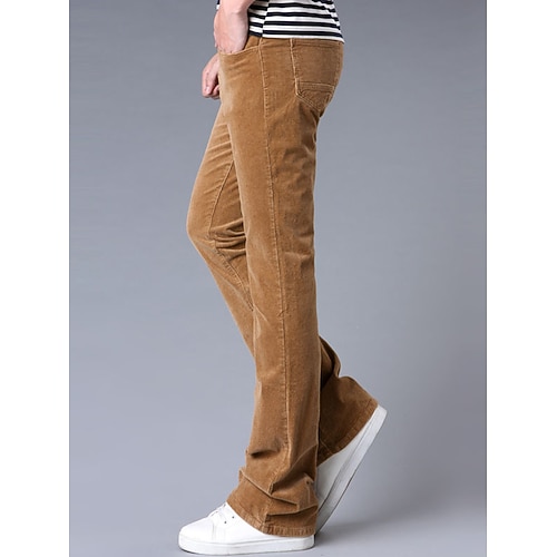 Herren Anzughosen Cordhose Ausgestellte Hosen Hose Hosen Anzughose Tasche Glatt Komfort Atmungsaktiv Outdoor Täglich Ausgehen Modisch Brautkleider schlicht Schwarz Weiß Image