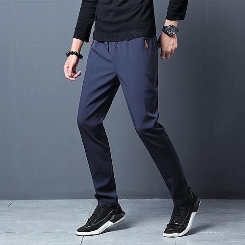 Herren Hose Freizeithose Sporthose Trainingshose Elastischer Bund Einfach Atmungsaktiv Weich Knöchellang Fitnessstudio Sport Lässiger Schnitt Schwarz Blau Mikroelastisch