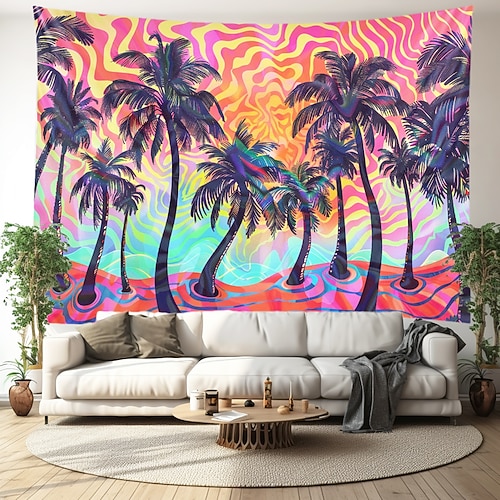 Wandteppich Malerei tropische Blätter hängende Tapisserie Wandkunst große Tapisserie Wanddekoration Foto Hintergrund Decke Vorhang Zuhause Schlafzimmer Wohnzimmer Dekoration Image
