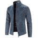 Herren Strickjacke Gerippt Stricken Standard Strick Streifen Stehkragen Warm-Ups Moderne zeitgenössische Freizeitskleidung Ausgehen Bekleidung Herbst Winter Blau Hellgrau S M L