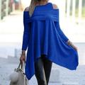 Damen Minikleid strickkleid Modern Reifen Outdoor winterkleider damen Urlaub Regular Fit Einfarbig Langarm Bateau Schulterfrei Schwarz Weiß Blau Grau Sommer Frühling
