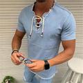 Herren Hemd Sommerhemd Jeanshemd Chambray-Hemd Dunkelmarine Marineblau Leicht Blau Kurzarm Grafik-Drucke Stehkragen Casual Täglich Kordelzug Bekleidung Modisch Brautkleider schlicht Atmungsaktiv