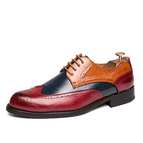 Herren Outdoor Derby-Schuhe Bullock Schuhe Wanderschuhe Brautkleider schlicht Weihnachten Täglich Leder Komfortabel Stiefeletten / Stiefeletten Halbschuhe Rote Blau Braun Frühling Herbst