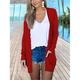 Damen Strickjacke Strickwaren Stricken Tunika Tasche Dünn Feste Farbe Öffnung vorne Basic Casual Heim Täglich Herbst Frühling Hellrosa Dunkelgray Rote S / Sommer / Langarm / Regular Fit / Sommer